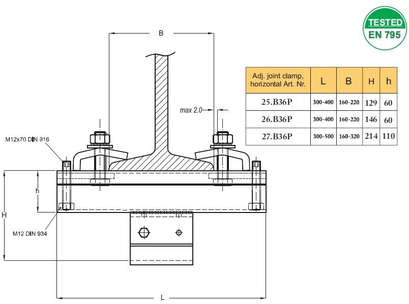 .B36P Adjustable Support - Perpendicular